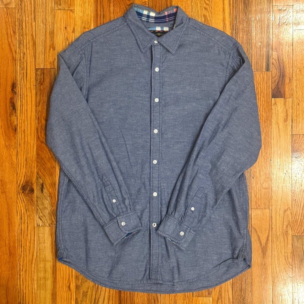 Club Room Men's Long Sleeve Button Down Shirt Denim Fleck Size Large